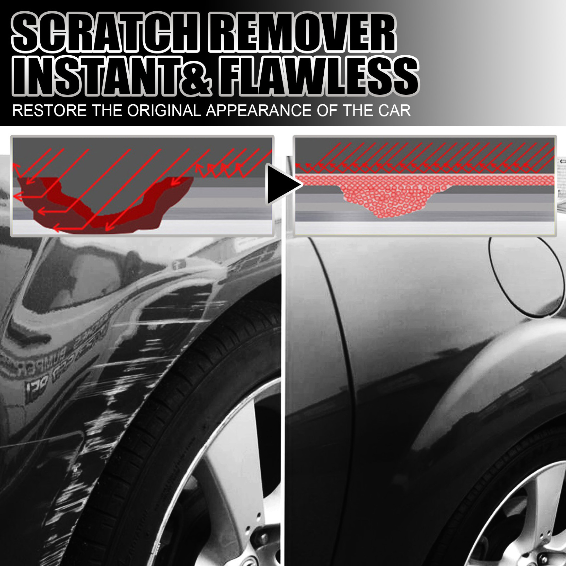 EUBUY 2pcs Car Scratch Repair Wax Polishing and Paint Repair Wax Cleaning  Repair Remove Deep Scratches Stains White 